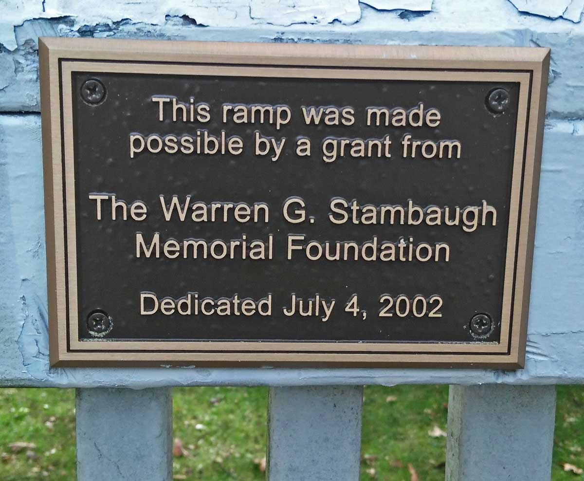 Stambaugh Foundation plaque on the BCH ramp