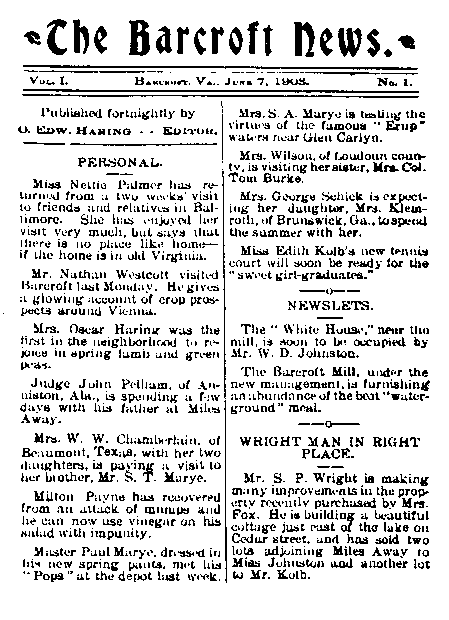 The 1903 Barcroft News